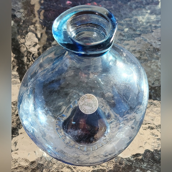 Vintage Spanish 100% Recycled Glass Handmade Vase 7.5" Asymmetrical "READ" - Picture 4 of 13